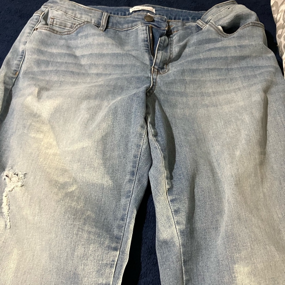 Lane Bryant Jeans w/flowered hem. Super cute on.Light Denim. I wore one time. - Picture 8 of 10